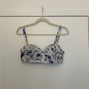 Favorite Daughter Blue Floral Crop Top